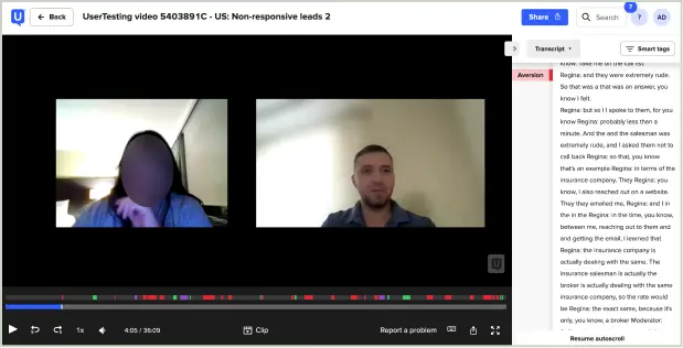 Запись интервью в UserTesting, сессия 2